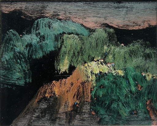 Impressionistisch Schilderij Yu Deming - Landscape No. 7 - Olie op Paneel