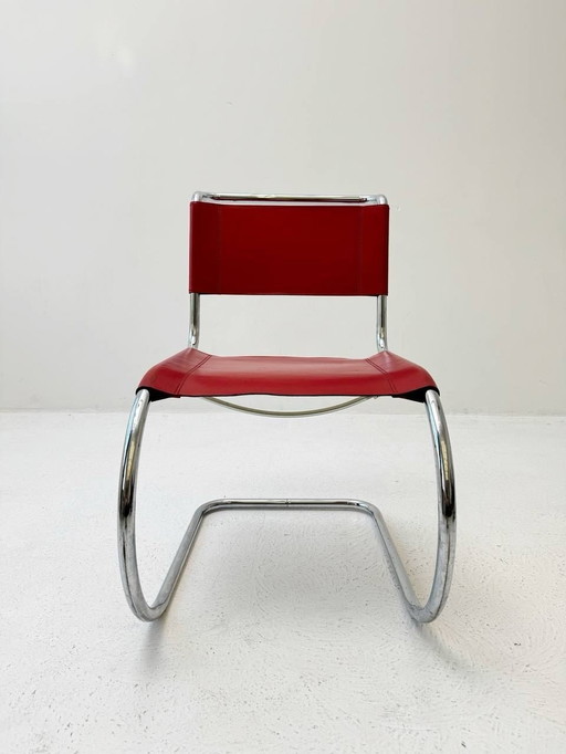 Mies Van Der Rohe S553L sledestoel in rood leer voor Thonet