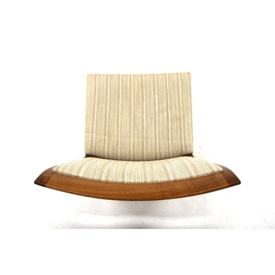 Image 1 of Set van 4 vintage stoelen in walnoot en stof, Zweden 1950