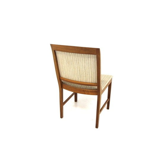 Image 1 of Set van 4 vintage stoelen in walnoot en stof, Zweden 1950