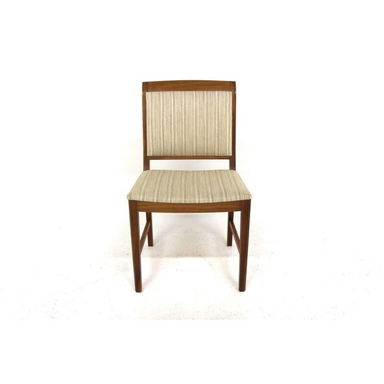 Image 1 of Set van 4 vintage stoelen in walnoot en stof, Zweden 1950
