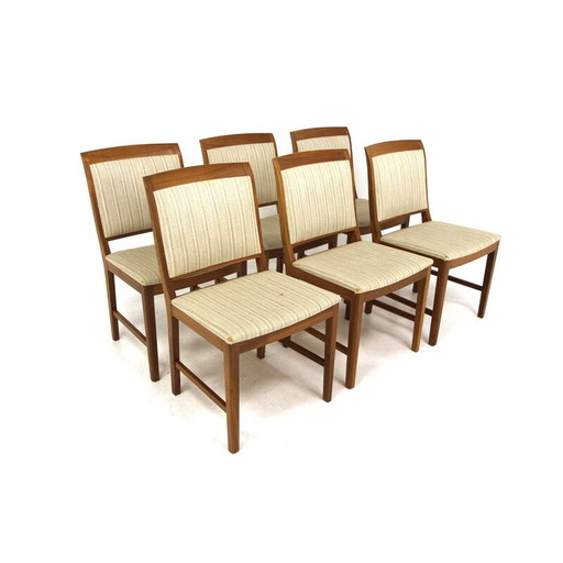 Set van 4 vintage stoelen in walnoot en stof, Zweden 1950