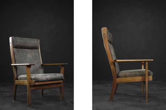 Image 1 of Zeldzame Vintage Mid Century Deense Moderne Fauteuil Model Ge 181 A van Hans J. Wegner voor Getama, 1950S