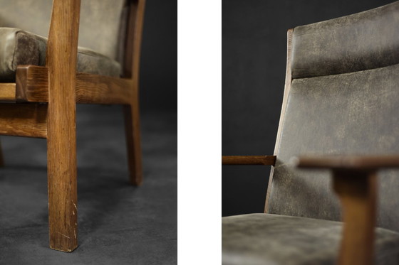 Image 1 of Zeldzame Vintage Mid Century Deense Moderne Fauteuil Model Ge 181 A van Hans J. Wegner voor Getama, 1950S