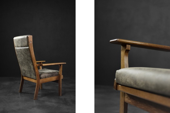 Image 1 of Zeldzame Vintage Mid Century Deense Moderne Fauteuil Model Ge 181 A van Hans J. Wegner voor Getama, 1950S