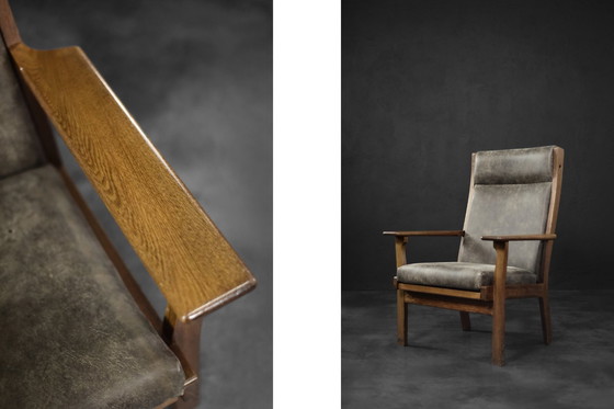 Image 1 of Zeldzame Vintage Mid Century Deense Moderne Fauteuil Model Ge 181 A van Hans J. Wegner voor Getama, 1950S