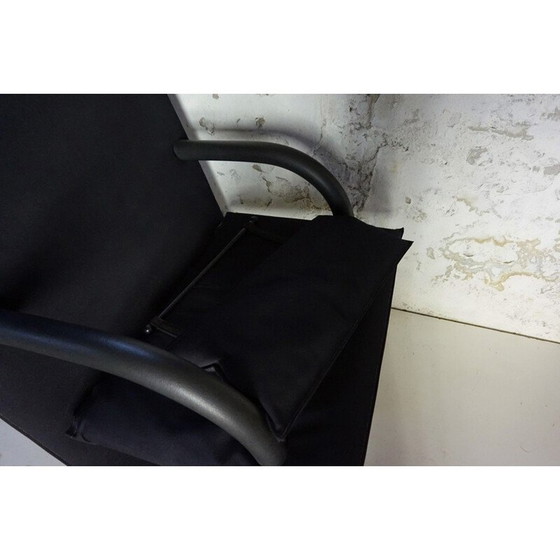 Image 1 of Vintage Zwart Canvas Highback T-line Fauteuil door Burkhard Vogtherr van Arflex 1984s