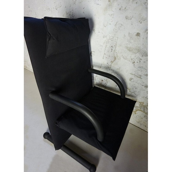 Image 1 of Vintage Zwart Canvas Highback T-line Fauteuil door Burkhard Vogtherr van Arflex 1984s
