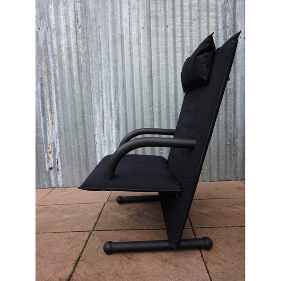 Image 1 of Vintage Zwart Canvas Highback T-line Fauteuil door Burkhard Vogtherr van Arflex 1984s