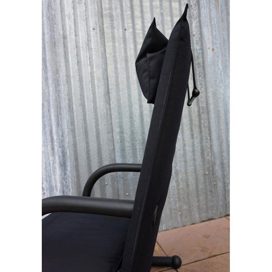 Image 1 of Vintage Zwart Canvas Highback T-line Fauteuil door Burkhard Vogtherr van Arflex 1984s