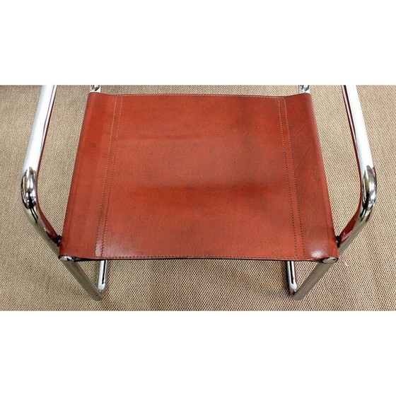 Image 1 of Set van 4 vintage leren en verchroomde metalen fauteuils van Matteo Grassi, 1960