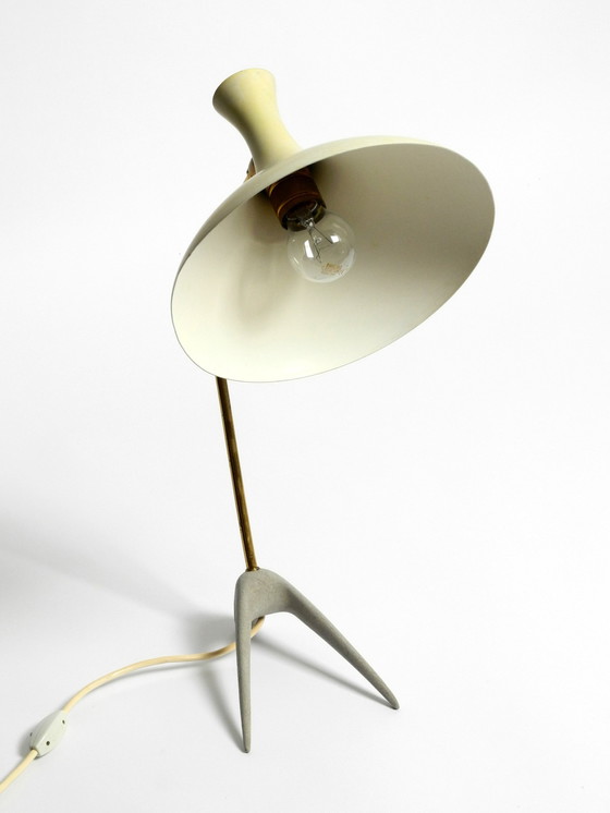 Image 1 of Zeldzame grote Mid Century Moderne Kraaienvoet Tafellamp van Karl Heinz Kinsky voor Cosack In Originele Staat