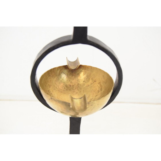 Image 1 of Mid-century metalen en messing kandelaar en asbak, Tsjecho-Slowakije 1960s