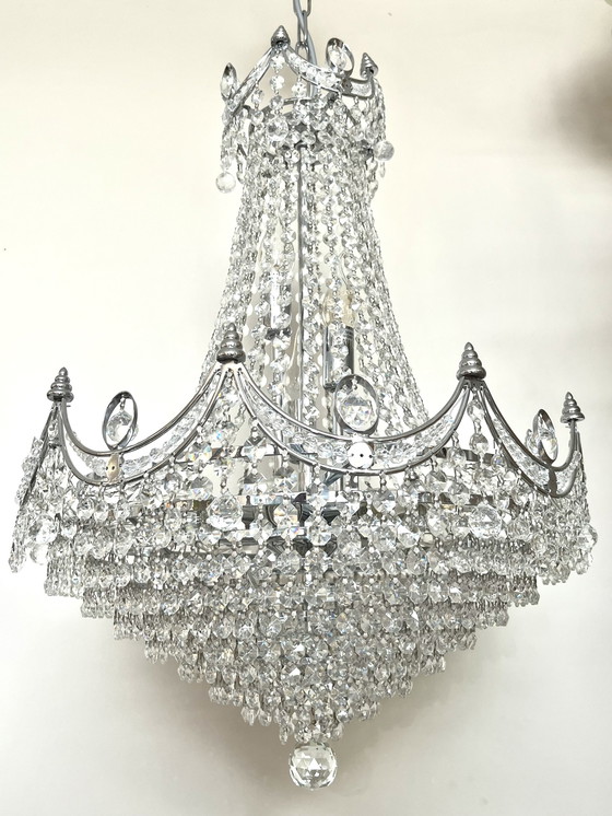 Image 1 of XL formaat luxueuze design Cristallstrass kristallen kroonluchter hanglamp Chrome frame 