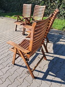 4 Teak Recliners, Inklapbaar