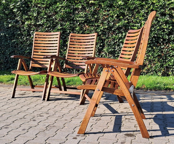 Image 1 of 4 Teak Recliners, Inklapbaar