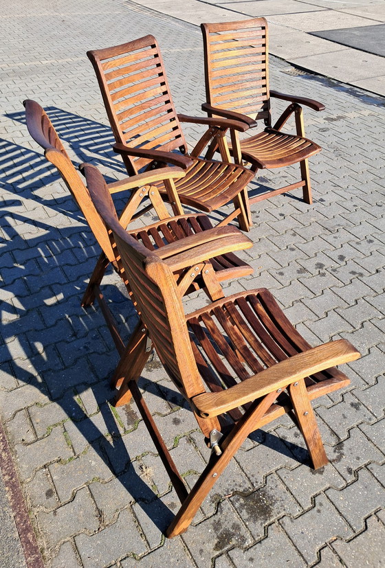 Image 1 of 4 Teak Recliners, Inklapbaar