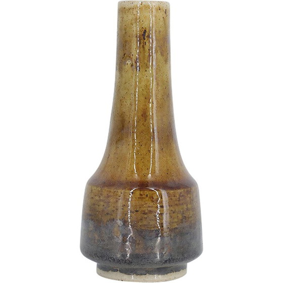 Image 1 of Vintage vaas nr. 3 in bruin geglazuurd steengoed van Gunnar Borg voor Höganäs Ceramics, Zweden 1960