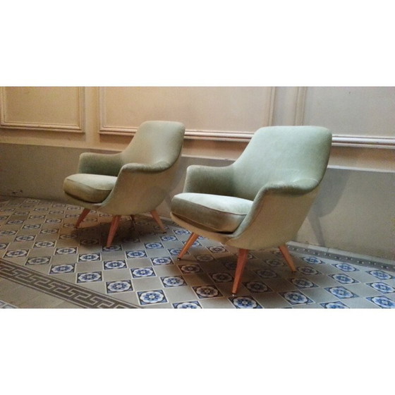 Image 1 of Deense groene fauteuil - jaren 1950