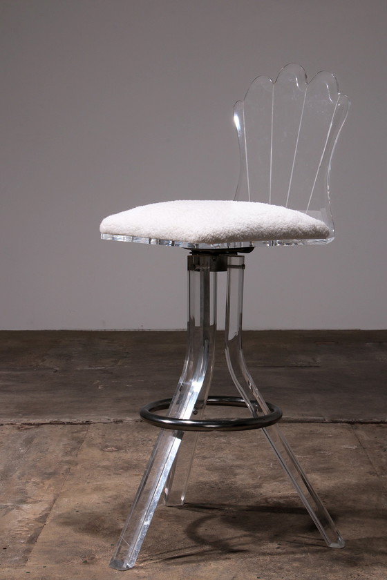 Image 1 of Plexiglas barkrukken van lucite en chrome draaibare barstoelen