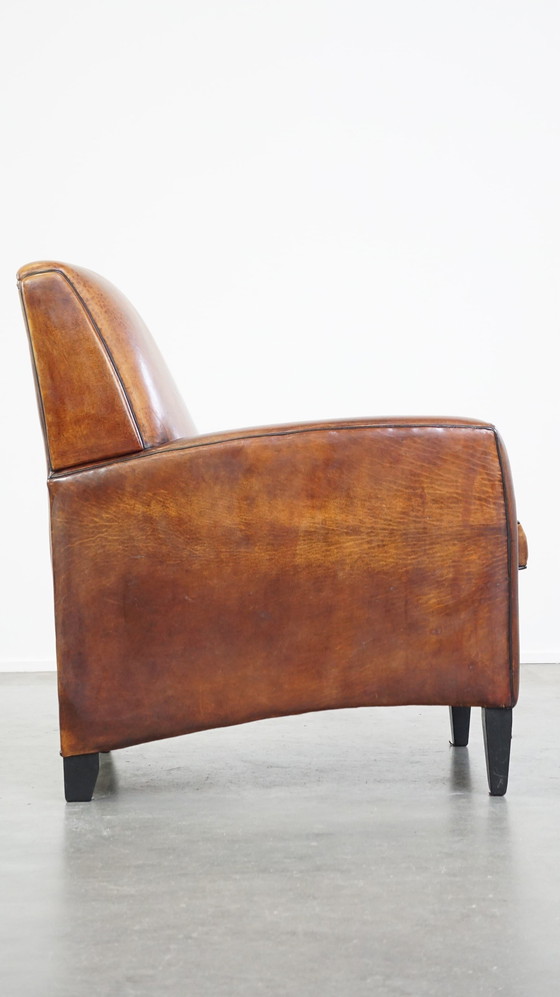 Image 1 of Art Deco Design Schapenleren Fauteuil