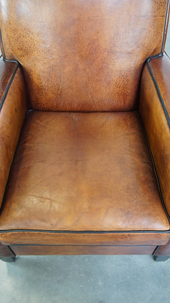 Image 1 of Art Deco Design Schapenleren Fauteuil