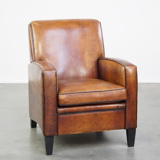 Image 1 of Art Deco Design Schapenleren Fauteuil