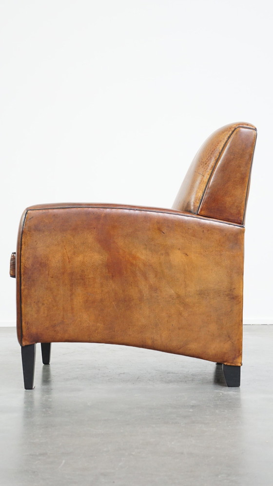 Image 1 of Art Deco Design Schapenleren Fauteuil