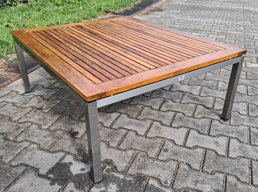 Gloster Rvs/Teak Lounge Tafel 100X86X40(H)Cm, Demontabel