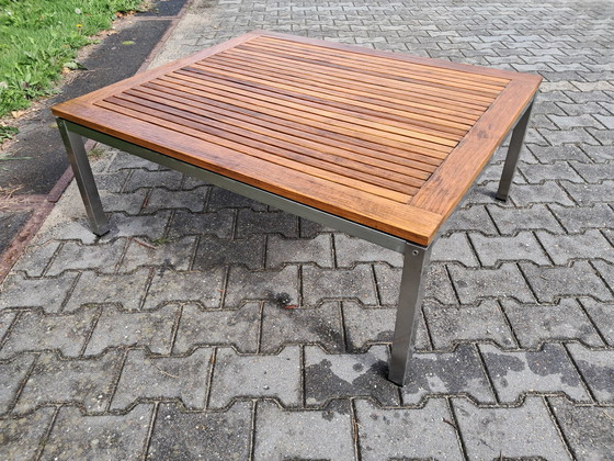 Image 1 of Gloster Rvs/Teak Lounge Tafel 100X86X40(H)Cm, Demontabel