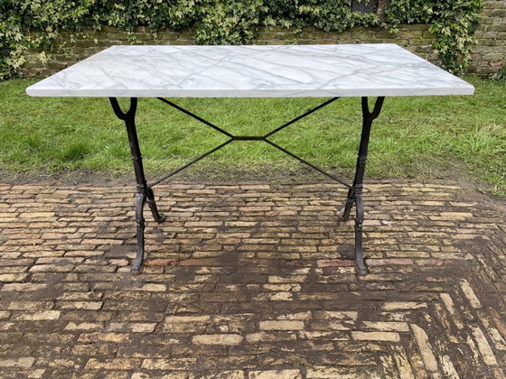 Image 1 of Tuintafel Bistrotafel Godin Met Marmeren Plateau Frans Vintage