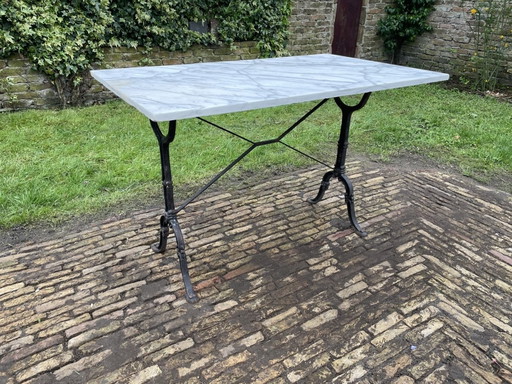 Tuintafel Bistrotafel Godin Met Marmeren Plateau Frans Vintage