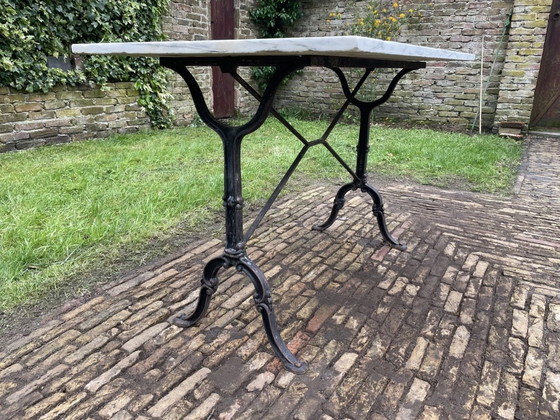 Image 1 of Tuintafel Bistrotafel Godin Met Marmeren Plateau Frans Vintage