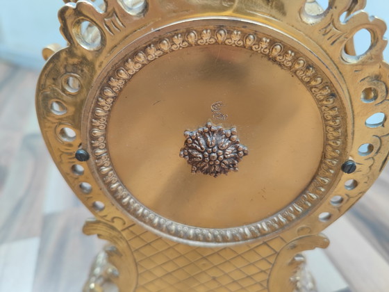 Image 1 of Enorme, rijk versierde pendule, messing, erfstuk