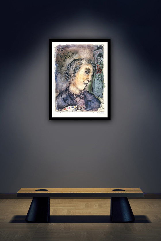 Image 1 of Marc Chagall “Autoportret, 1965”. Gesigneerd In De Plaat. 