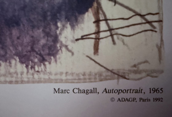 Image 1 of Marc Chagall “Autoportret, 1965”. Gesigneerd In De Plaat. 