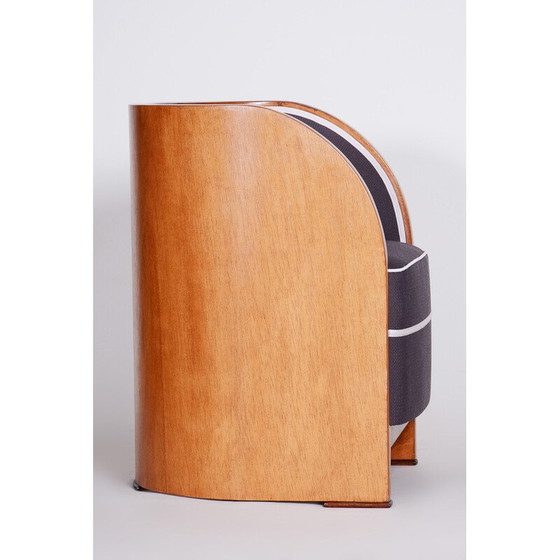 Image 1 of Vintage mahonie fineer en beuken massief houten fauteuil, Frankrijk 1940