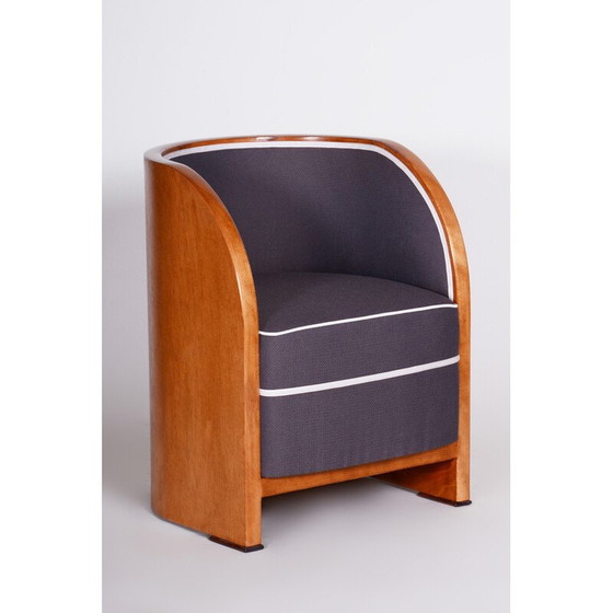 Image 1 of Vintage mahonie fineer en beuken massief houten fauteuil, Frankrijk 1940