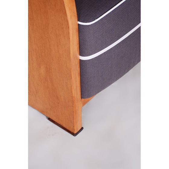 Image 1 of Vintage mahonie fineer en beuken massief houten fauteuil, Frankrijk 1940