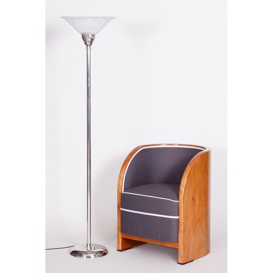 Image 1 of Vintage mahonie fineer en beuken massief houten fauteuil, Frankrijk 1940