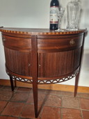 Oud Halfmaan Roldeur Kastje, Muurtafeltje Met Roldeurtjes En 2 Lades, side table