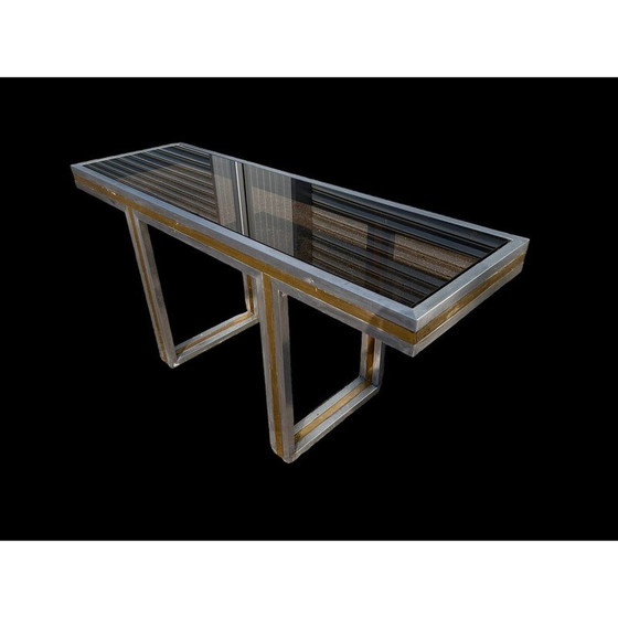 Image 1 of Vintage Italiaanse console van staal en messing, 1970