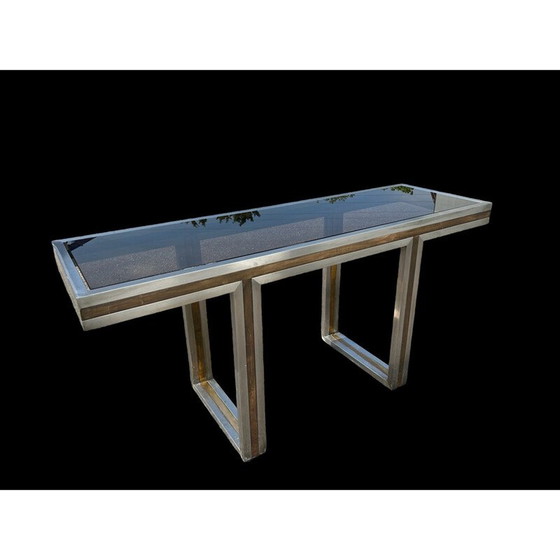 Image 1 of Vintage Italiaanse console van staal en messing, 1970