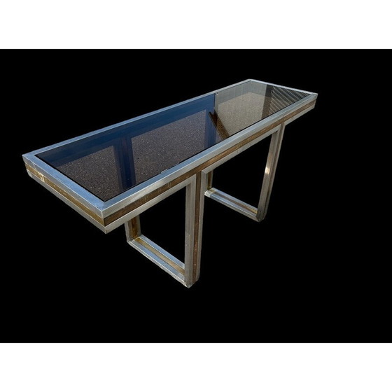 Image 1 of Vintage Italiaanse console van staal en messing, 1970