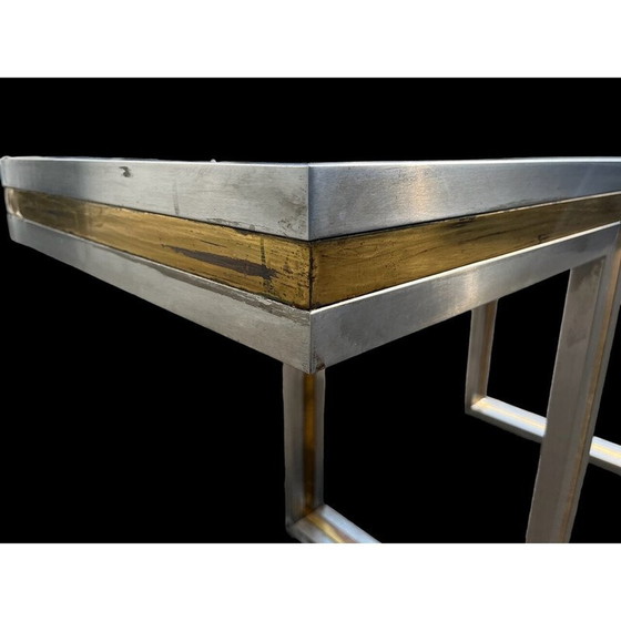 Image 1 of Vintage Italiaanse console van staal en messing, 1970