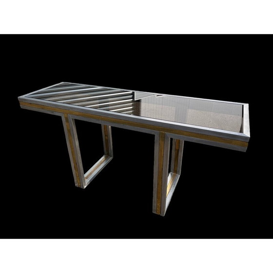 Image 1 of Vintage Italiaanse console van staal en messing, 1970