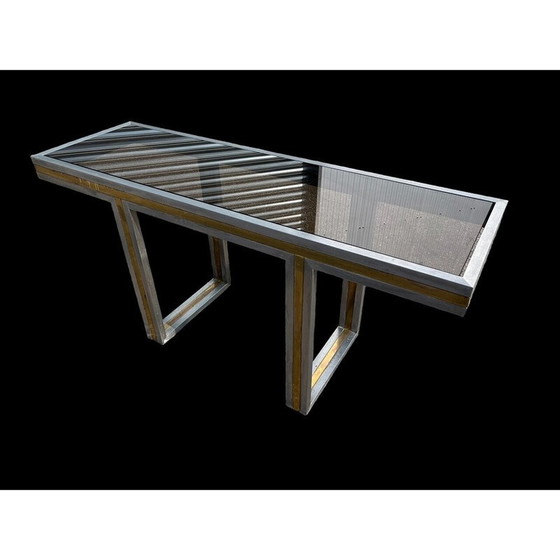 Image 1 of Vintage Italiaanse console van staal en messing, 1970