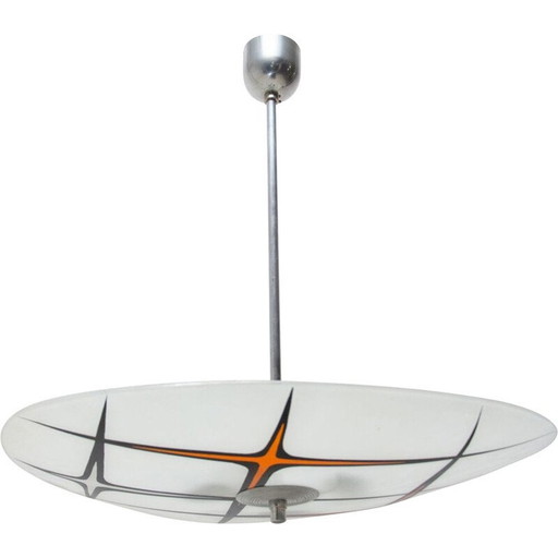 Vintage glazen hanglamp, Tsjecho-Slowakije 1960