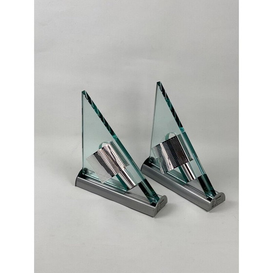 Image 1 of Paar vintage Icaro wandlampen in glas en metaal van Carlo Forcolini voor Artemide, Italië 1986