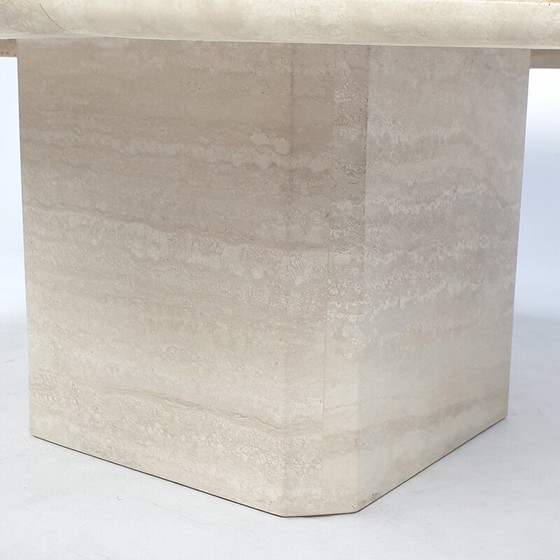 Image 1 of Vintage achthoekige travertijnen salontafel, Italië 1980